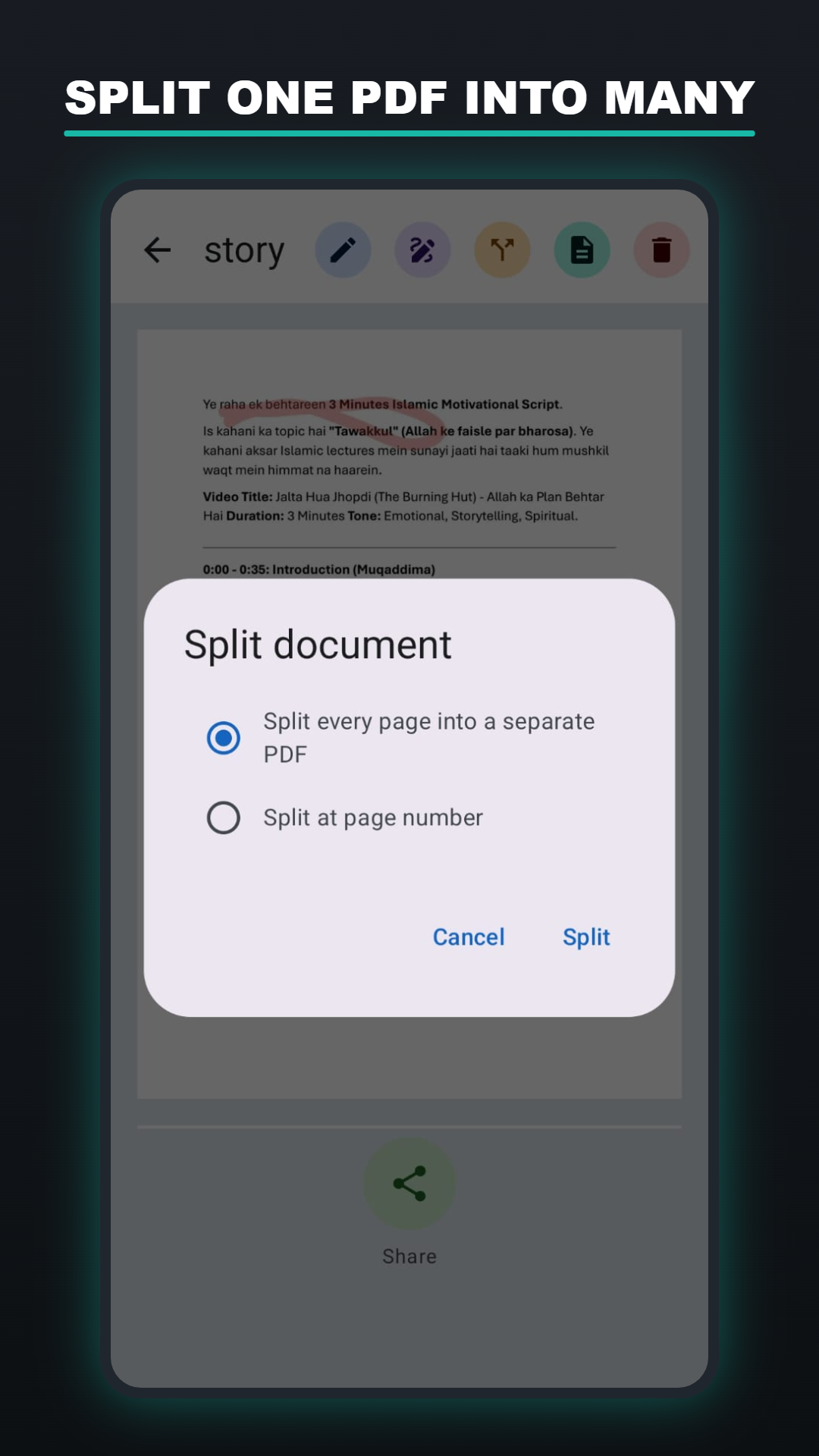 Splitting a PDF